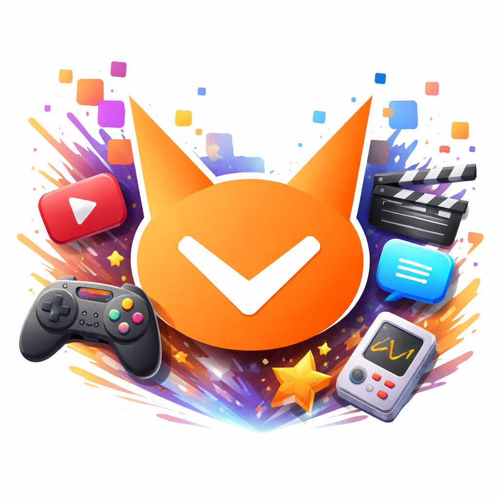 This image has an empty alt attribute; its file name is Vibrant-cat-logo-with-gaming-elements.png